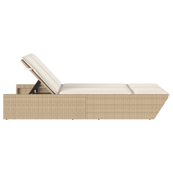 vidaXL Chaise longue double avec coussins beige résine tressée
