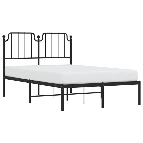 vidaXL Cadre de lit m&eacute;tal sans matelas avec t&ecirc;te de lit noir 120x190cm
