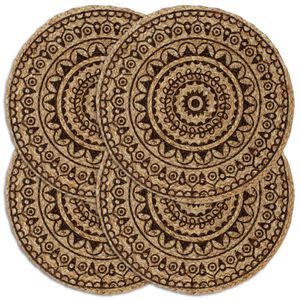 vidaXL Napperons 4 pcs Marron fonc&eacute; 38 cm Rond Jute