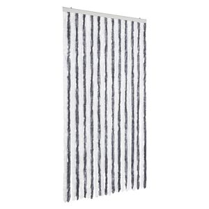 vidaXL Rideau anti-mouches gris et blanc 100x200 cm chenille