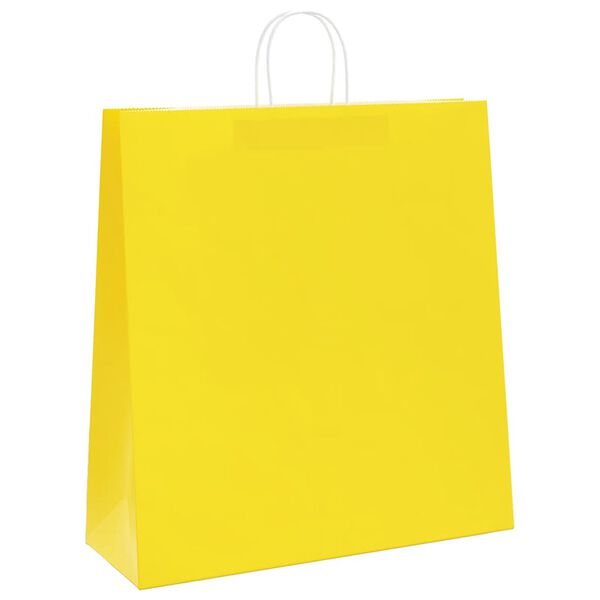 vidaXL Sacs en papier 50 pcs avec poign&eacute;es jaune 45x17x48 cm
