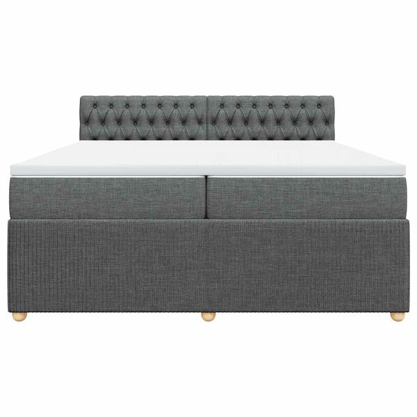 vidaXL Sommier &agrave; lattes de lit avec matelas Gris fonc&eacute; 200x200cm Tissu