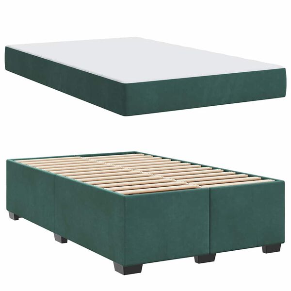 vidaXL Cadre de lit avec matelas Vert fonc&eacute; 120 x 190 cm tissu