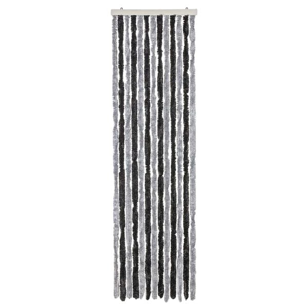 vidaXL Rideau anti-mouches gris et noir 56x185 cm chenille