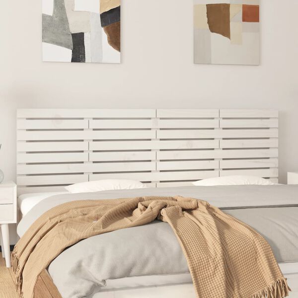 vidaXL T&ecirc;te de lit murale Blanc 206x3x63 cm Bois massif de pin