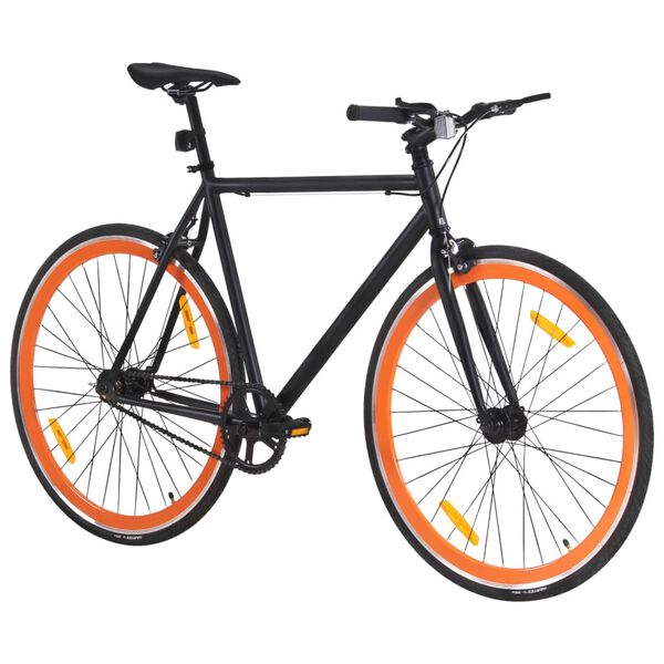 vidaXL Vélo à pignon fixe noir et orange 700c 55 cm