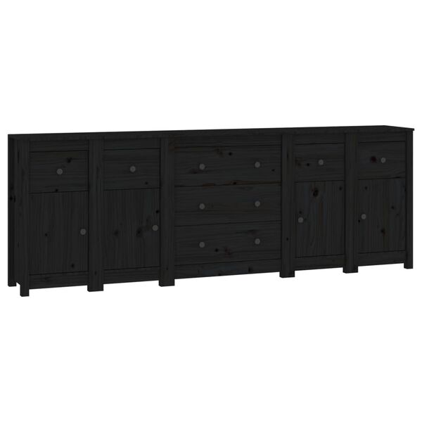 vidaXL Buffet Noir 230x35x80 cm Bois massif de pin