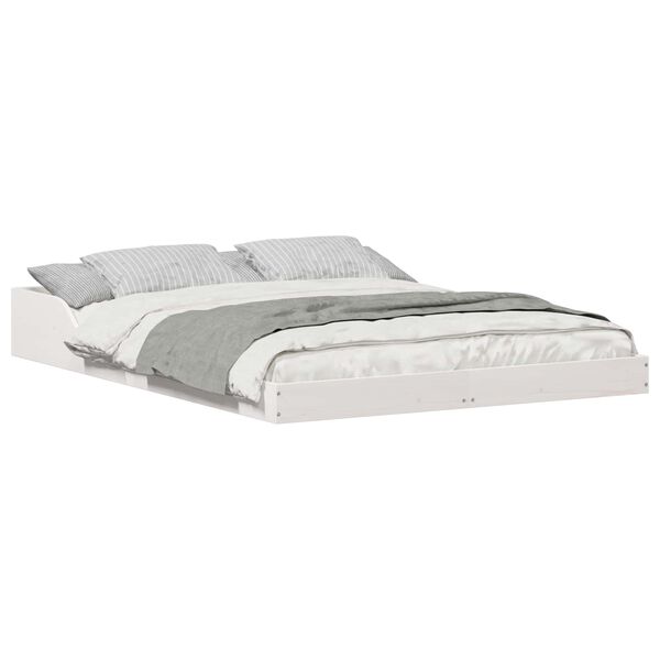 vidaXL Cadre de lit Blanc 140 x 190 cm Pin massif