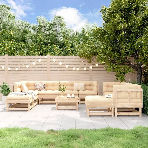 vidaXL Salon de jardin 11 pcs Bois de pin massif