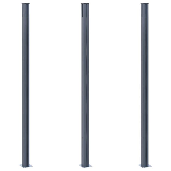 vidaXL Poteaux de cl&ocirc;ture 3 pcs Gris fonc&eacute; 185 cm Aluminium