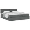VidaXL Cadre de lit ottoman avec matelas gris fonc&eacute; 200x200 cm tissu