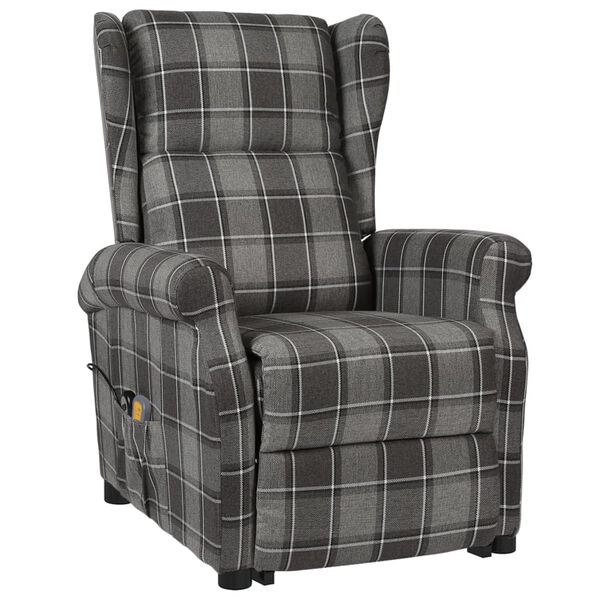 vidaXL Fauteuil de massage Gris Tissu