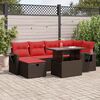 vidaXL Salon de jardin avec coussins 7 pcs marron résine tressée acacia