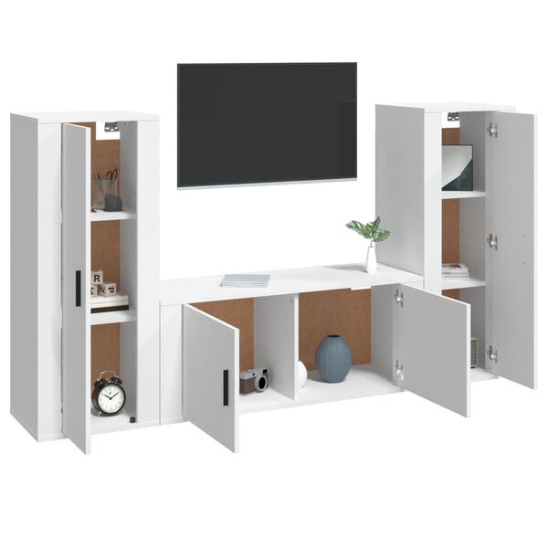 vidaXL Ensemble de meubles TV 3 pcs Blanc Bois d'ingénierie