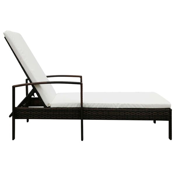 vidaXL Chaise longue avec coussin R&eacute;sine tress&eacute;e Marron