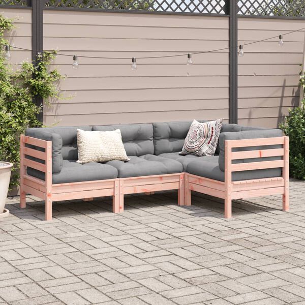 vidaXL Salon de jardin 4 pcs et coussins bois massif sapin de douglas