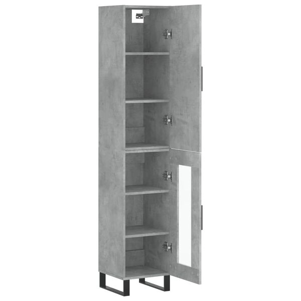 vidaXL Buffet haut Gris b&eacute;ton 34,5x34x180 cm Bois d'ing&eacute;nierie