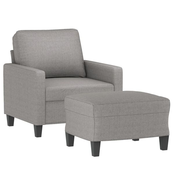 vidaXL Fauteuil avec repose-pied Gris clair 60 cm Tissu