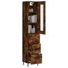 vidaXL Buffet haut Chêne fumé 34,5x34x180 cm Bois d'ingénierie