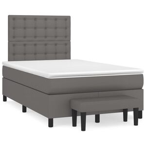 vidaXL Sommier &agrave; lattes de lit avec matelas Gris 120x200 cm Similicuir