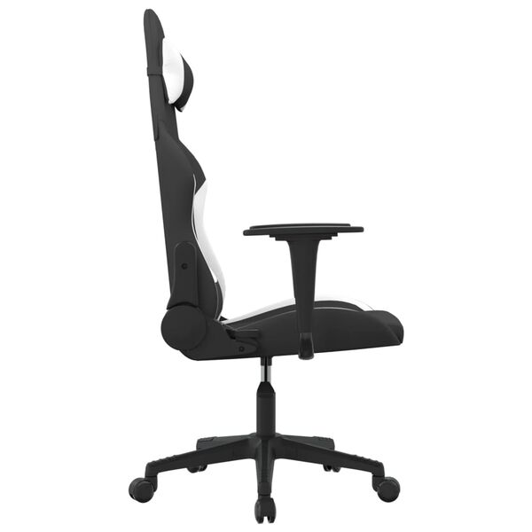vidaXL Chaise de jeu de massage Noir et blanc Tissu