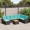 vidaXL Salon de jardin 9 pcs avec coussins noir r&eacute;sine tress&eacute;e