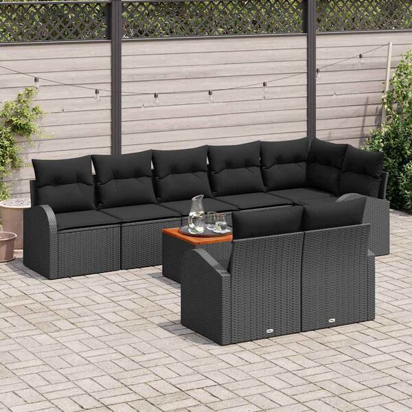 vidaXL Ensemble de canap&eacute; de jardin avec stockage 9 pcs Noir polyrotin