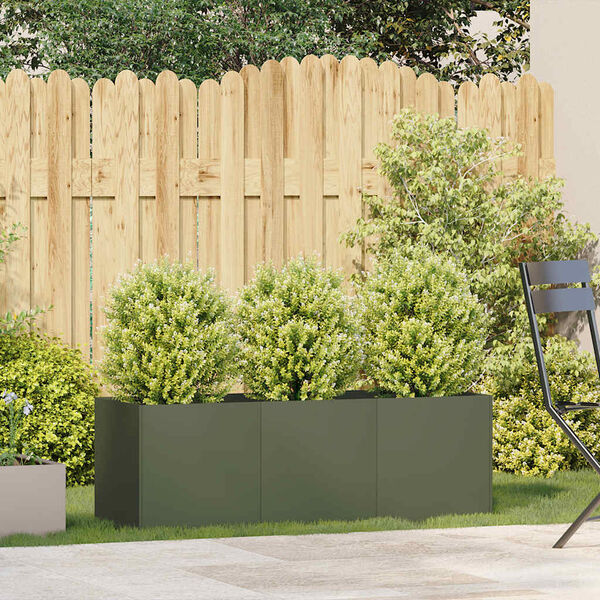 vidaXL Jardini&egrave;re vert olive 120x40x40 cm acier lamin&eacute; &agrave; froid