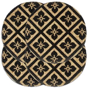 vidaXL Napperons 4 pcs Noir 38 cm Rond Jute
