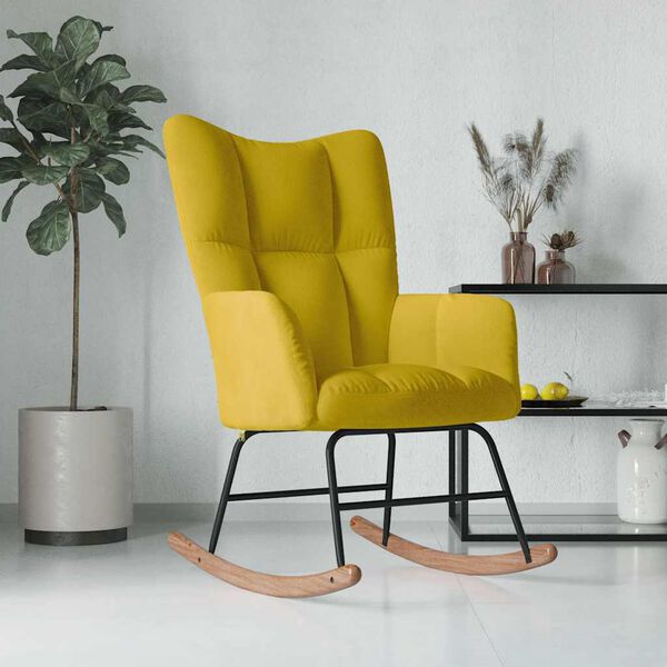 vidaXL Chaise à bascule Jaune moutarde Velours