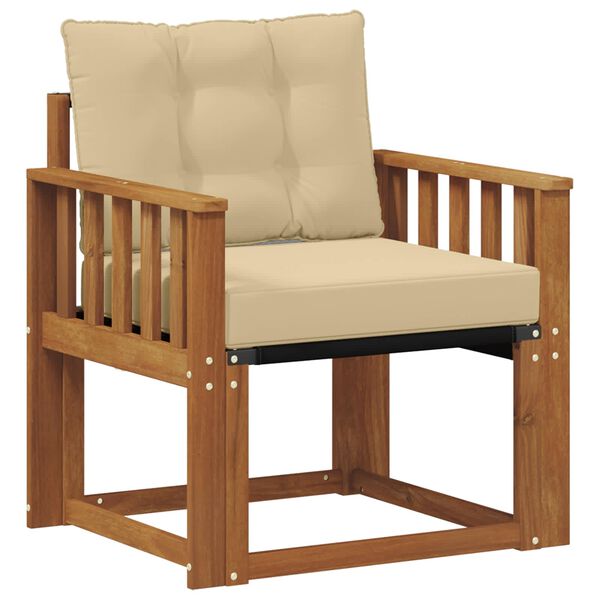 vidaXL Canap&eacute; d&rsquo;ext&eacute;rieur Bois d'acacia massif et Textil&egrave;ne Naturel