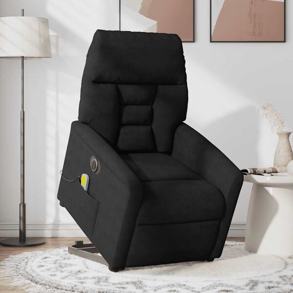vidaXL Fauteuil inclinable de massage &eacute;lectrique noir tissu microfibre