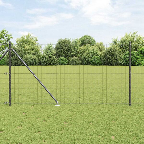 vidaXL Clôture avec poteaux Gris 1.4 x 10 m Acier