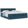 VidaXL Cadre de lit ottoman avec matelas bleu fonc&eacute; 160x200 cm velours