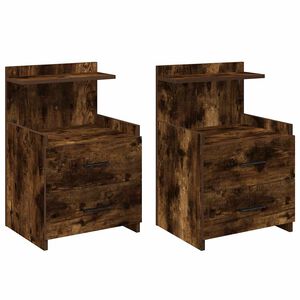 vidaXL Tables de chevet 2 pi&egrave;ces avec 2 tiroirs Ch&ecirc;ne fum&eacute; 40 x 36,5 x 62 cm