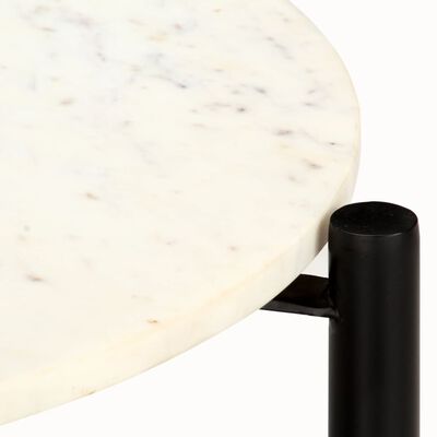 vidaXL Table basse Blanc 60x60x35 cm Pierre véritable texture marbre