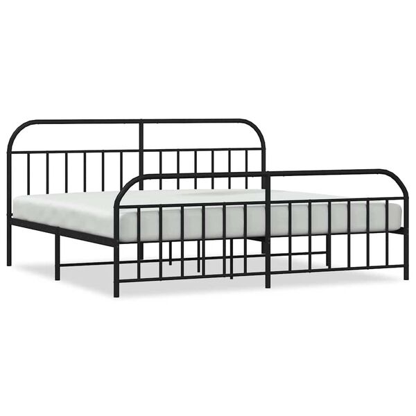 vidaXL Cadre de lit m&eacute;tal sans matelas avec pied de lit noir 200x200cm