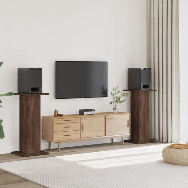 vidaXL Supports de haut-parleurs 2 pcs ch&ecirc;ne marron bois d'ing&eacute;nierie