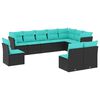 vidaXL Salon de jardin 10 pcs avec coussins noir r&eacute;sine tress&eacute;e