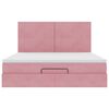 vidaXL Cadre de lit ottoman avec matelas rose 160x200 cm velours