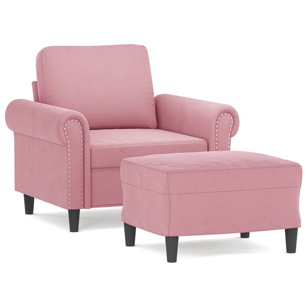 vidaXL Fauteuil avec repose-pied Rose 60 cm Velours