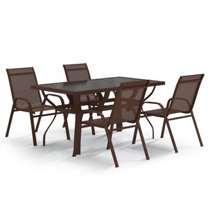 vidaXL Ensemble à manger de jardin 5 pcs Marron et noir