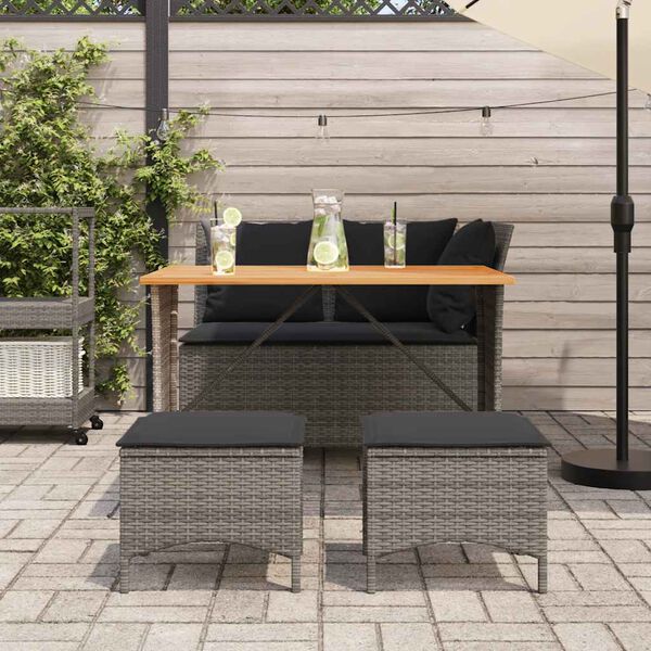 vidaXL Ensemble &agrave; manger jardin 4pcs et coussins Gris R&eacute;sine tress&eacute;e