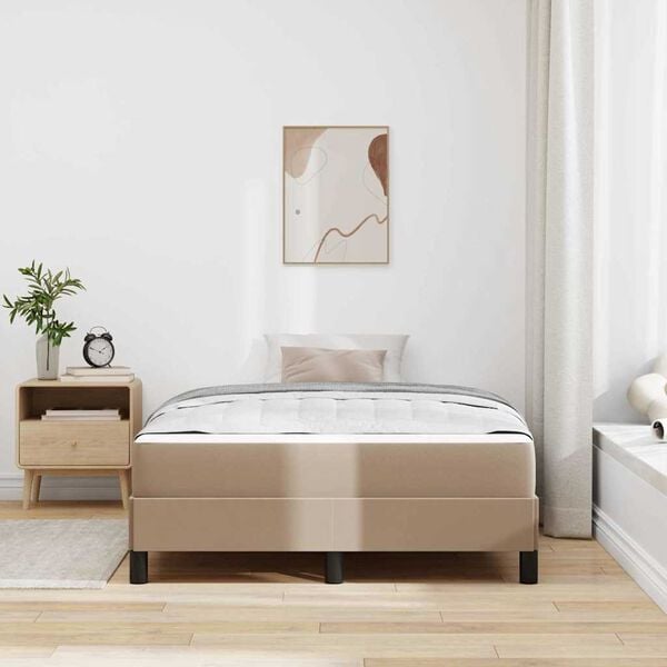 vidaXL Cadre de lit avec matelas Cappuccino 120 x 190 cm tissu