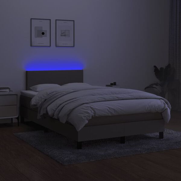 vidaXL Sommier &agrave; lattes de lit avec matelas LED Taupe 120x200 cm Tissu