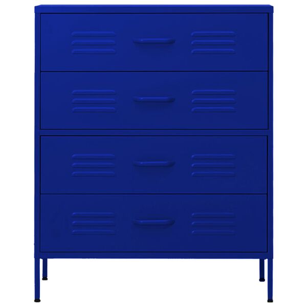 vidaXL Commode Bleu marine 80x35x101,5 cm Acier