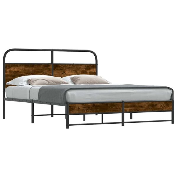 vidaXL Cadre de lit sans matelas 150x200 cm ch&ecirc;ne fum&eacute; bois ing&eacute;nierie