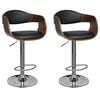 vidaXL Tabourets de bar lot de 2 noir bois courb&eacute; et similicuir