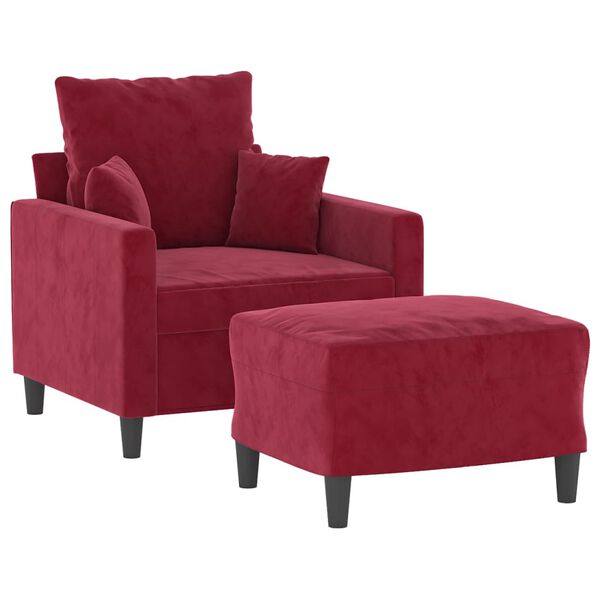 vidaXL Fauteuil avec repose-pied Rouge bordeaux 60 cm Velours