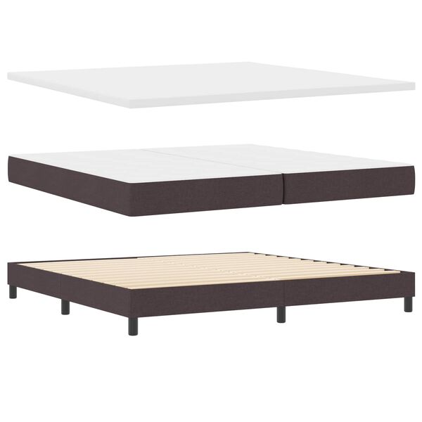 vidaXL Lit &agrave; ressorts avec matelas Marron fonc&eacute; 200 x 200 cm tissu